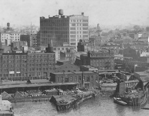 A vintage photo (circa 1930s) of the Gretsch Building at 60 Broadway in Brooklyn.