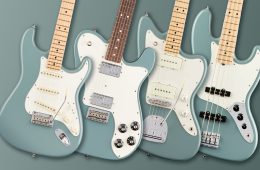 (L-R) Stratocaster, Telecaster, Jazzmaster and Jazz Bass.